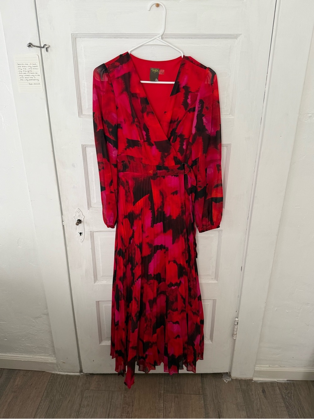 Taylor Red & Black Print Wrap Maxi Dress